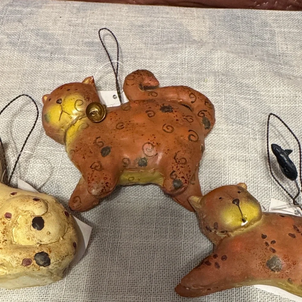 Handcrafted Animal Ornaments Set - Brown and Cream set‎ of 4